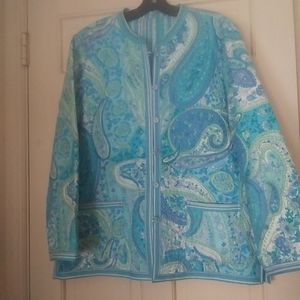 Women's Blue Shades Paisley Design Reversible light weight jacket. Size XL